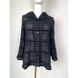 Y2k 90s Womens Top Sz S Whimsigoth Sheer Velvet Button Up Witchy Gothic Dark